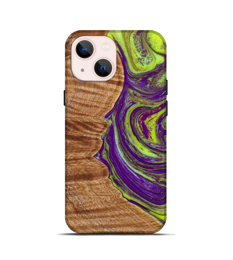 iPhone 13 mini Wood+Resin Live Edge Phone Case - Angela (Purple, 641929)