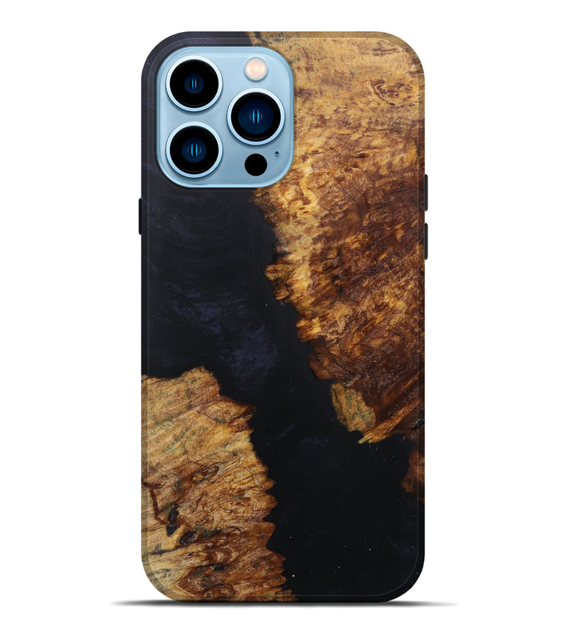 iPhone 14 Pro Max Wood+Resin Live Edge Phone Case - Vina (Pure Black, 597342)