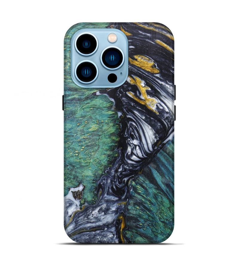 iPhone 14 Pro Wood+Resin Live Edge Phone Case - Darelle (Black & White, 606823)