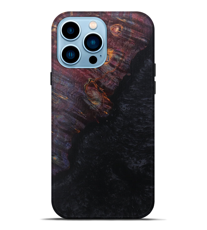 iPhone 14 Pro Max Wood+Resin Live Edge Phone Case - Tasia (Pure Black, 597307)