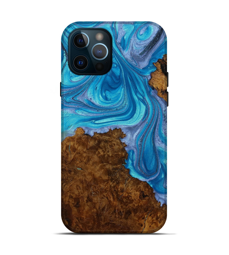 iPhone 12 Pro Wood+Resin Live Edge Phone Case - Wallace (Blue, 643978)