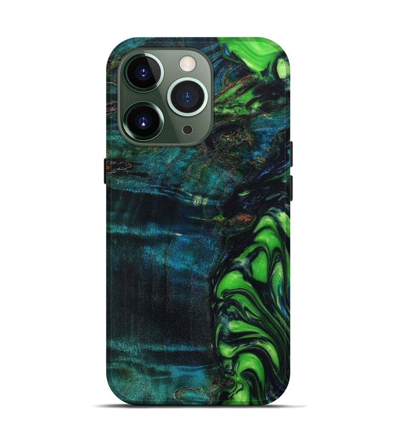 iPhone 13 Pro Wood+Resin Live Edge Phone Case - Giselle (Green, 644473)