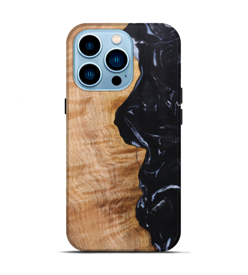 iPhone 14 Pro Wood+Resin Live Edge Phone Case - Gianluca (Black & White, 616921)