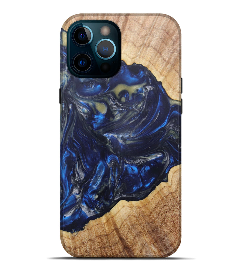 iPhone 12 Pro Max Wood+Resin Live Edge Phone Case - Tabbitha (Dark Blue, 598630)
