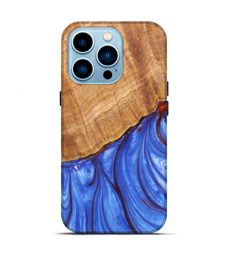 iPhone 14 Pro Wood+Resin Live Edge Phone Case - Germaine (Blue, 626343)