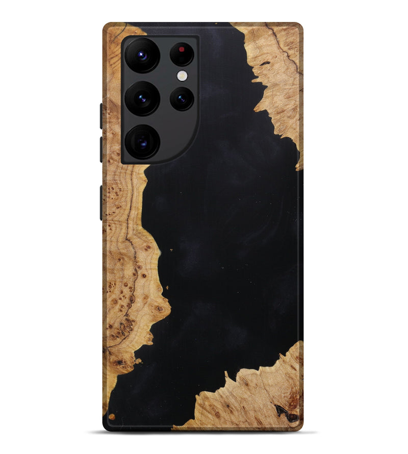 Galaxy S22 Ultra Wood+Resin Live Edge Phone Case - Cesar (Pure Black, 613919)