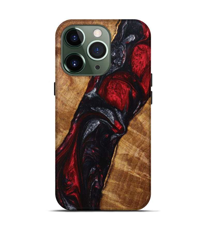 iPhone 13 Pro Wood+Resin Live Edge Phone Case - Amit (Red, 633186)