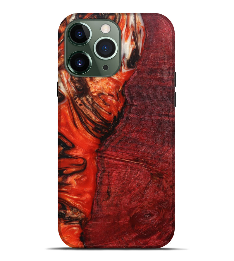 iPhone 13 Pro Max Wood+Resin Live Edge Phone Case - Brinley (Red, 641148)