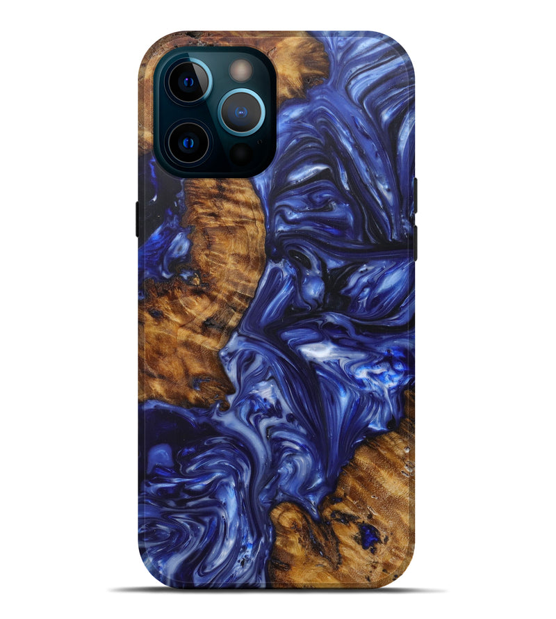 iPhone 12 Pro Max Wood+Resin Live Edge Phone Case - Dien (Light Blue, 598646)