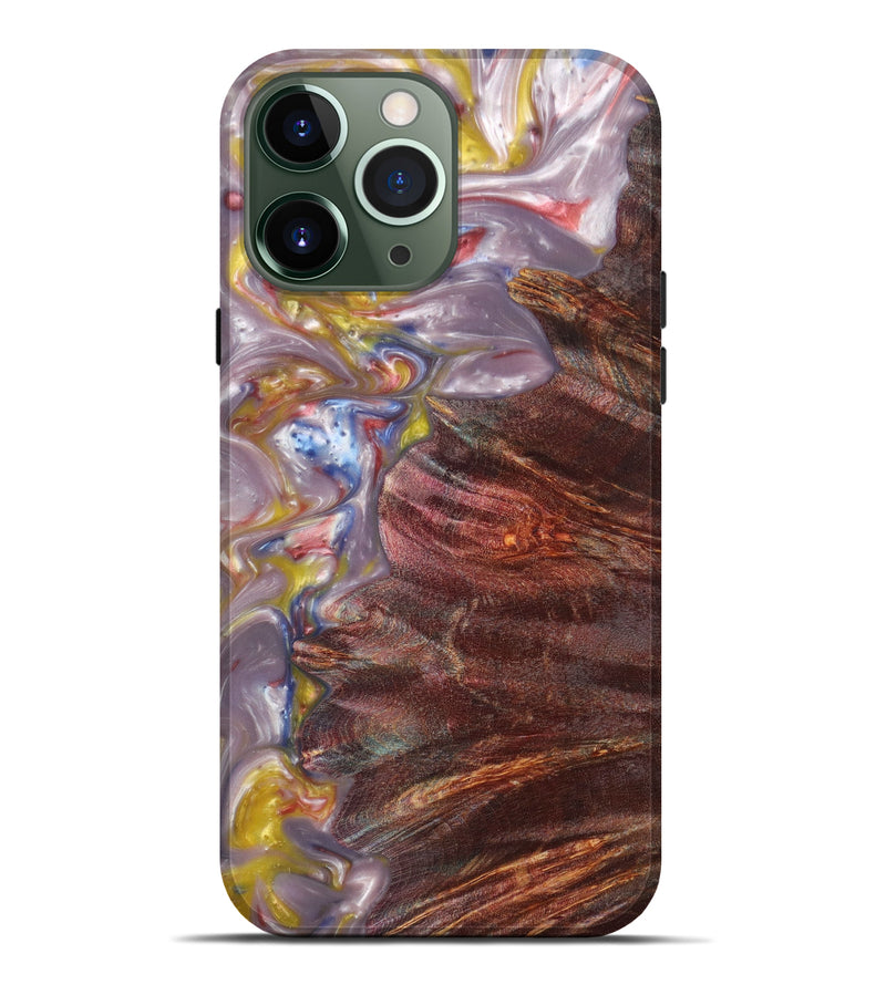 iPhone 13 Pro Max Wood+Resin Live Edge Phone Case - Niklaus (Dark Red, 611109)