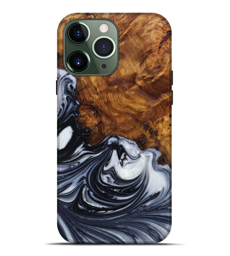 iPhone 13 Pro Max Wood+Resin Live Edge Phone Case - Irvin (Black & White, 642478)