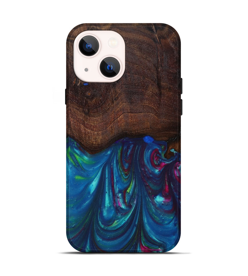 iPhone 13 Wood+Resin Live Edge Phone Case - Garry (Light Blue, 610623)