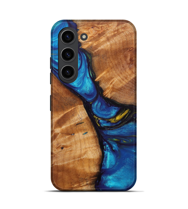 Galaxy S23 Wood+Resin Live Edge Phone Case - Gavin (Teal & Gold, 629565)
