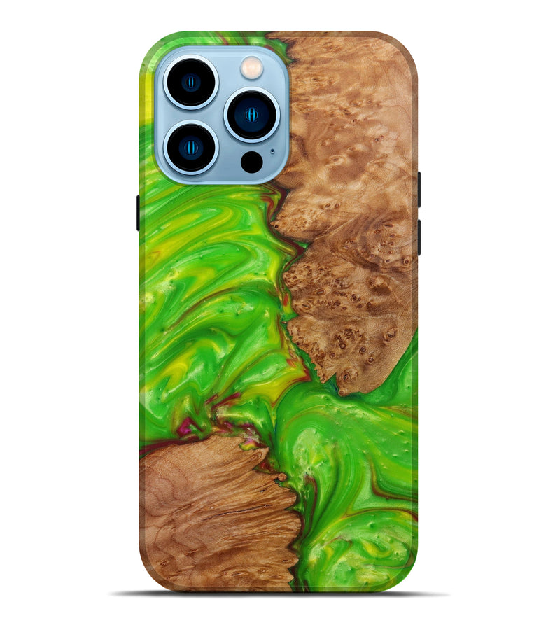iPhone 14 Pro Max Wood+Resin Live Edge Phone Case - Rob (Dark Green, 596630)