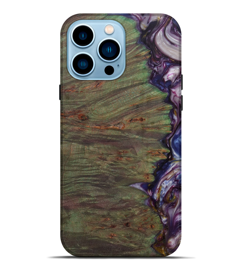 iPhone 14 Pro Max Wood+Resin Live Edge Phone Case - Marja (Purple, 585158)