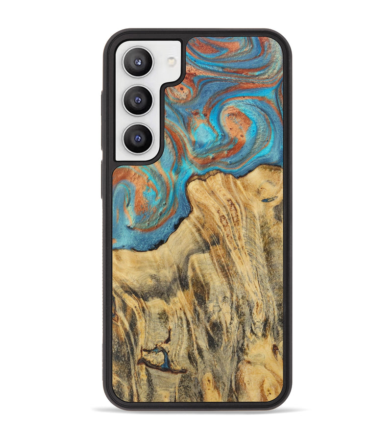 Galaxy S23 Plus Wood+Resin Phone Case - Azariah (Teal & Gold, 621167)