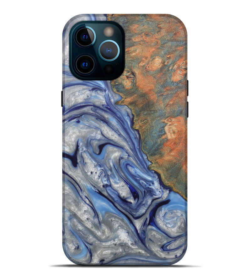 iPhone 12 Pro Max Wood+Resin Live Edge Phone Case - Kathryne (Light Blue, 579143)