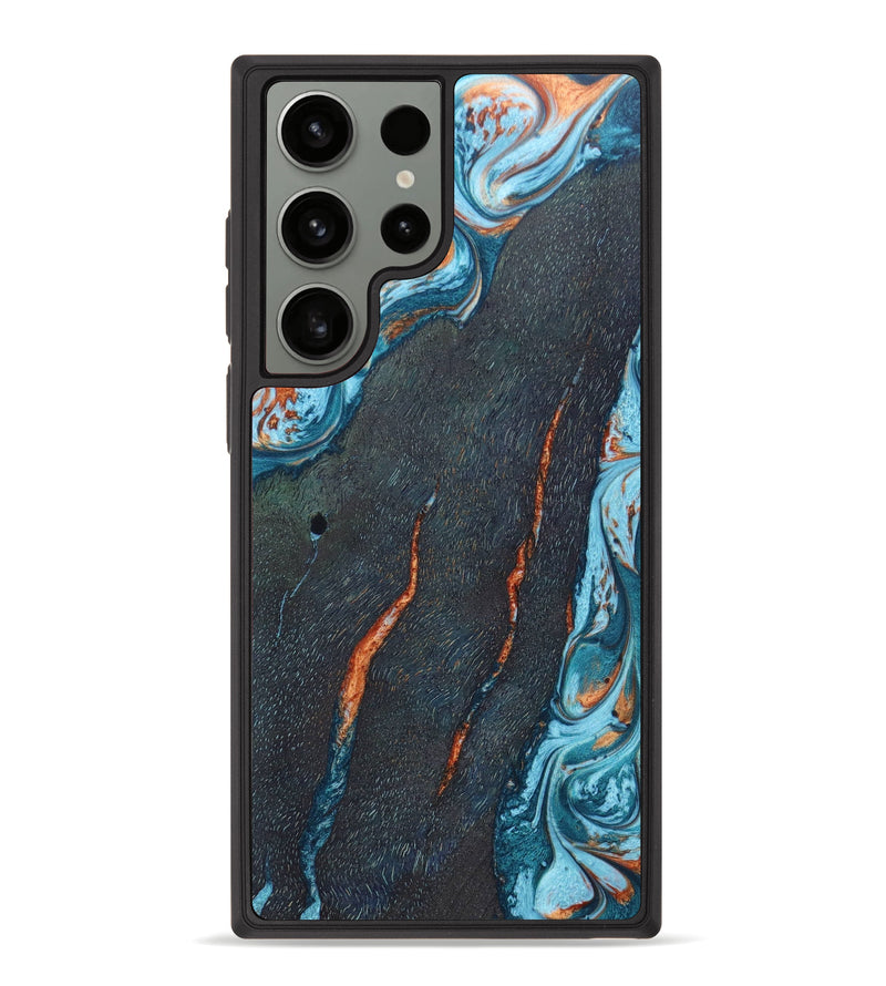 Galaxy S23 Ultra Wood+Resin Phone Case - Princess (Teal & Gold, 628437)