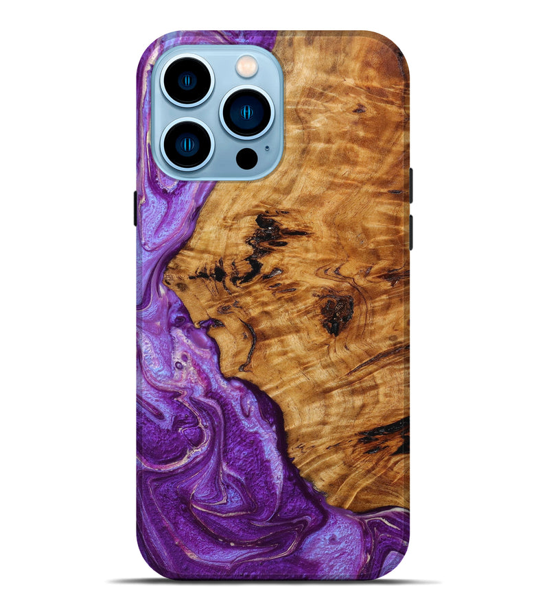 iPhone 14 Pro Max Wood+Resin Live Edge Phone Case - Luella (Purple, 640482)