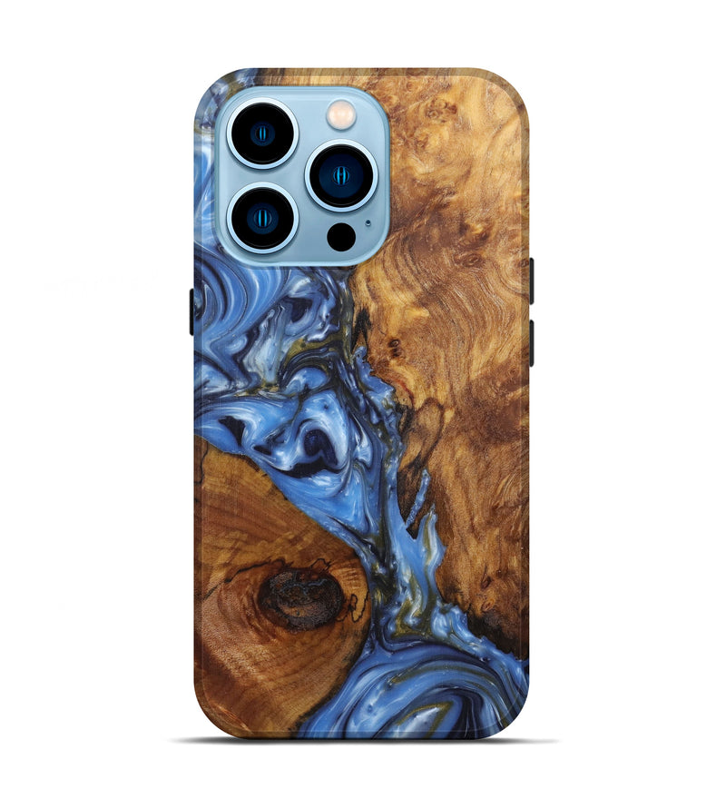 iPhone 14 Pro Wood+Resin Live Edge Phone Case - Kit (Light Blue, 599117)