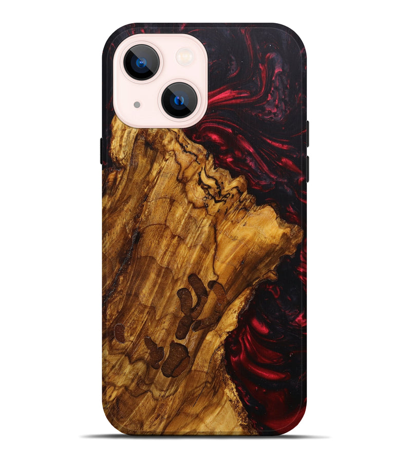 iPhone 14 Plus Wood+Resin Live Edge Phone Case - Mylo (Red, 631088)