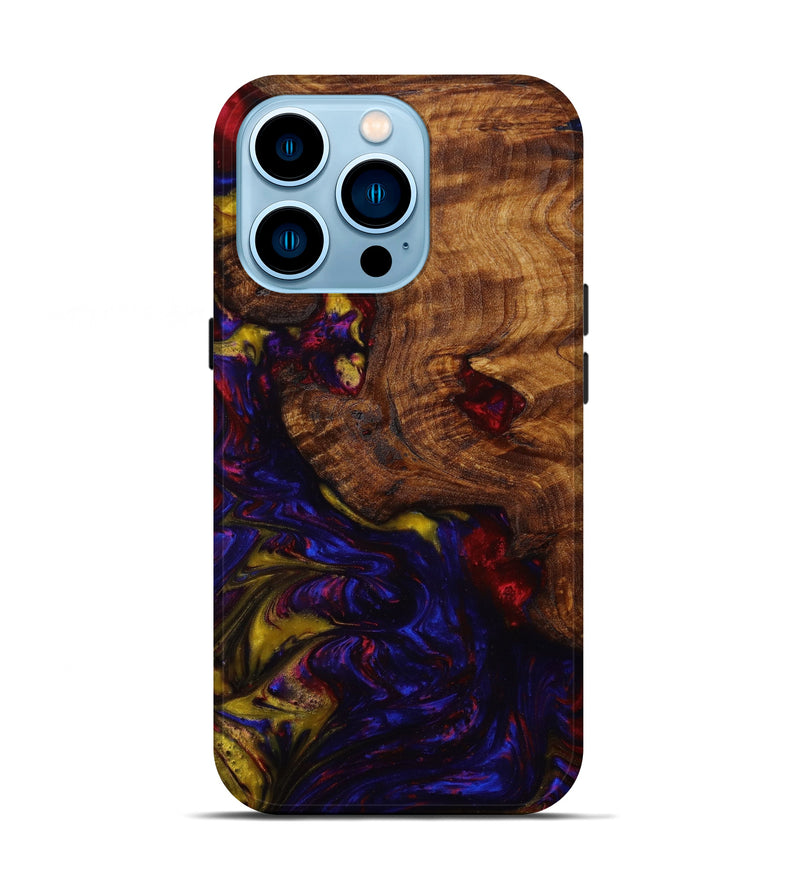 iPhone 14 Pro Wood+Resin Live Edge Phone Case - Gale (Red, 641799)