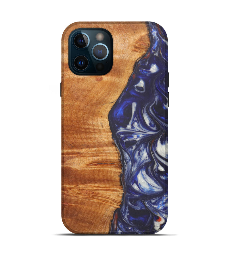 iPhone 12 Pro Wood+Resin Live Edge Phone Case - Lester (Blue, 615847)