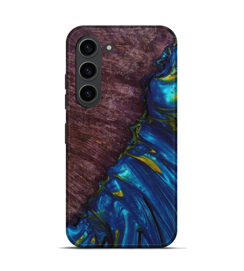 Galaxy S23 Wood+Resin Live Edge Phone Case - Kaius (Teal & Gold, 623107)