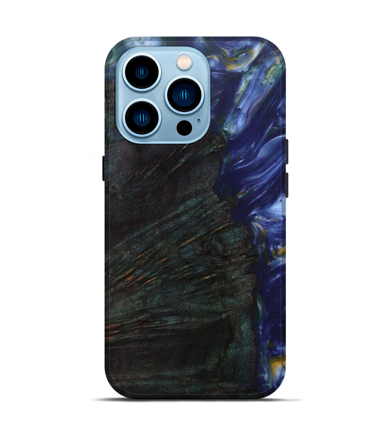 iPhone 14 Pro Wood+Resin Live Edge Phone Case - Aprilette (Light Blue, 589818)