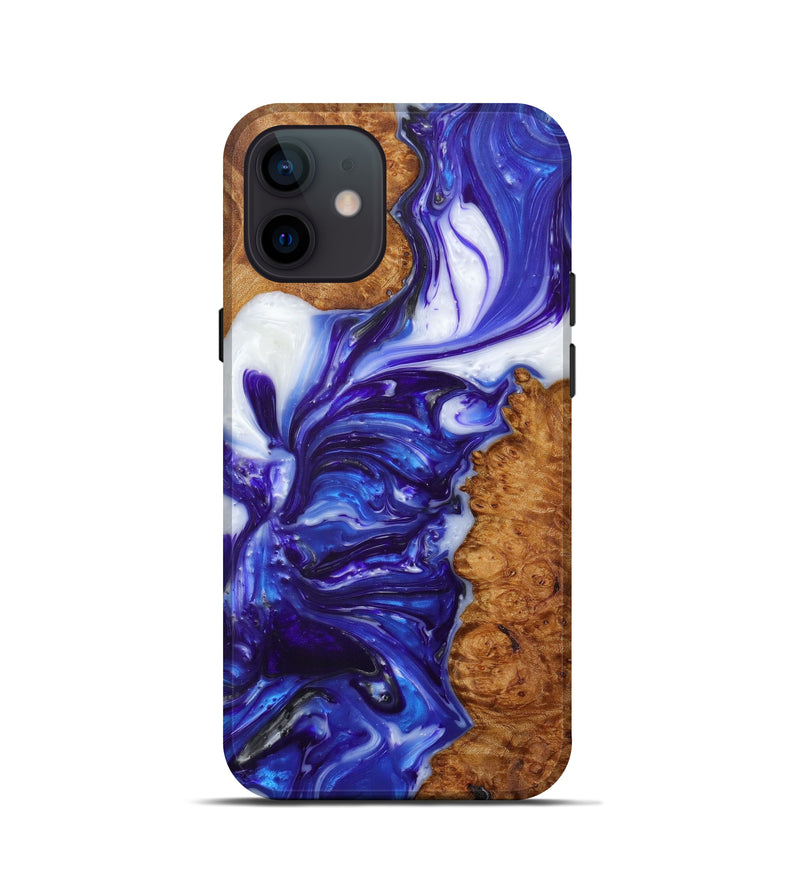 iPhone 12 mini Wood+Resin Live Edge Phone Case - Roxanna (Dark Blue, 610300)