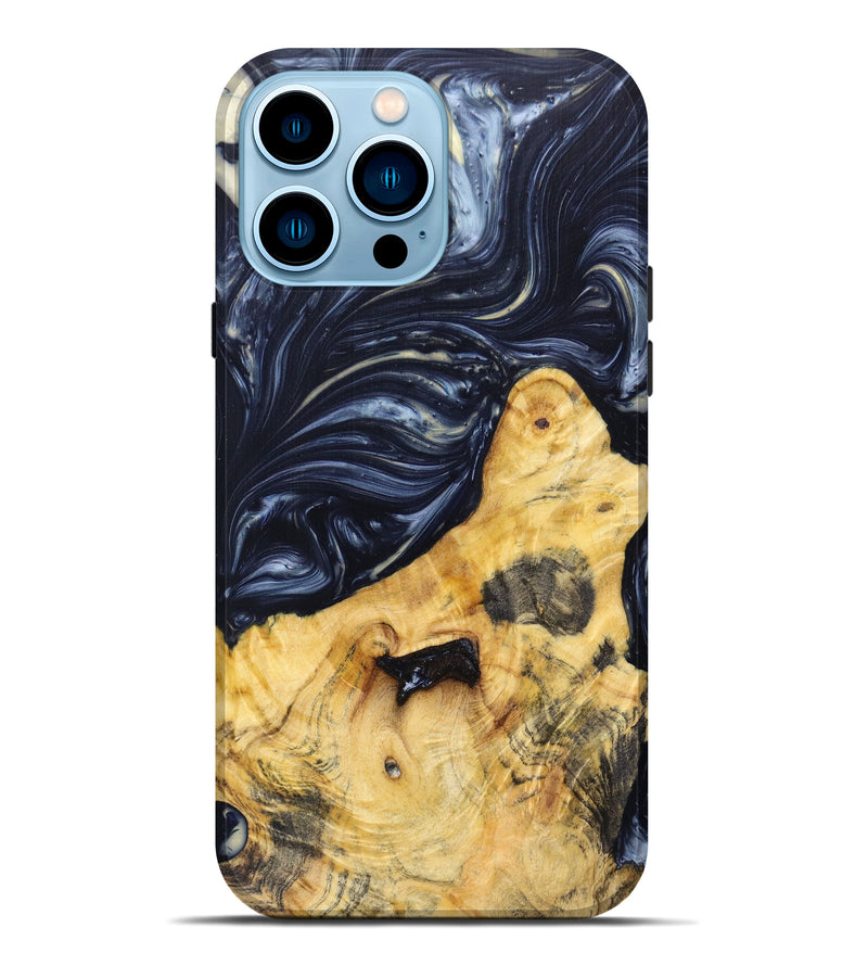 iPhone 14 Pro Max Wood+Resin Live Edge Phone Case - Honesty (Metallic, 626639)