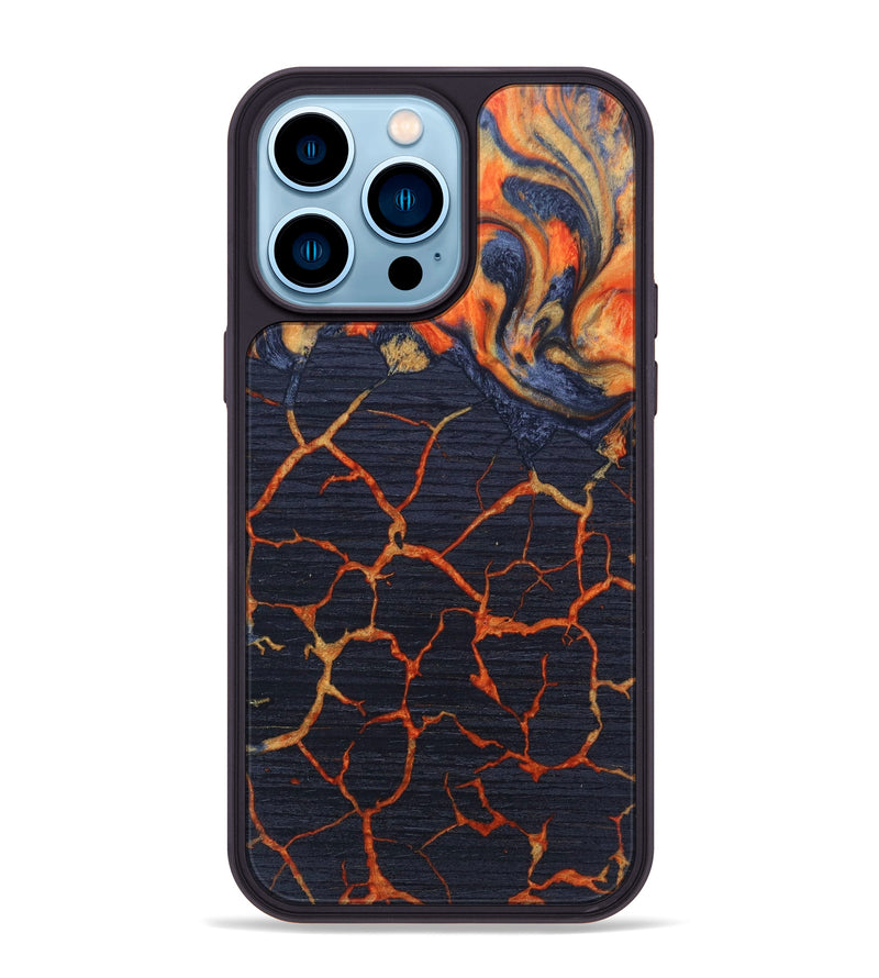 iPhone 14 Pro Max Wood+Resin Phone Case - Hugh (Lava, 627557)