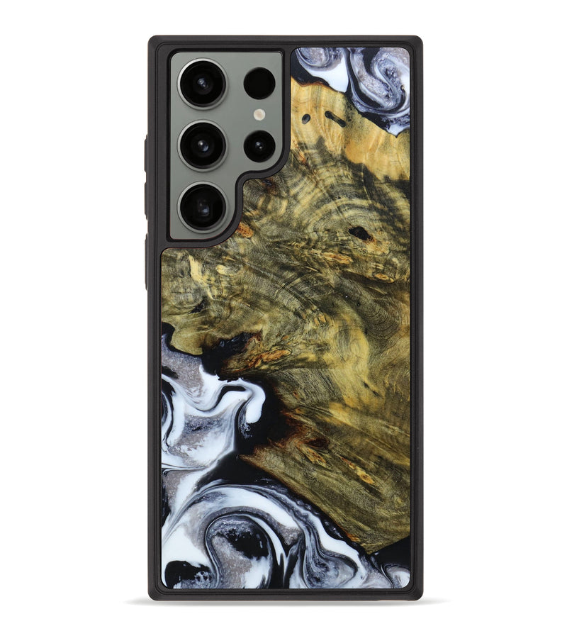 Galaxy S23 Ultra Wood+Resin Phone Case - Kaylyn (Black & White, 622687)