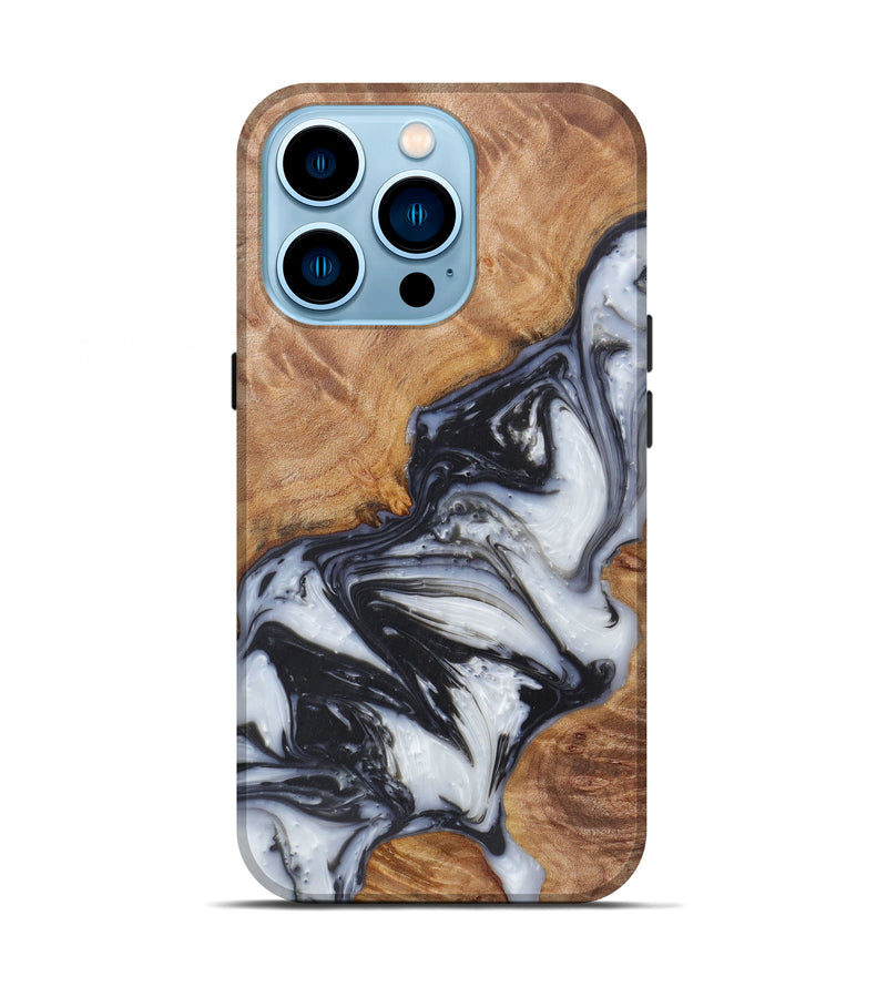 iPhone 14 Pro Wood+Resin Live Edge Phone Case - Tushar (Black & White, 602512)