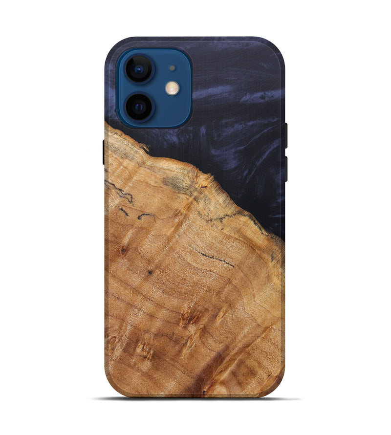iPhone 12 Wood+Resin Live Edge Phone Case - Clarine (Pure Black, 608548)
