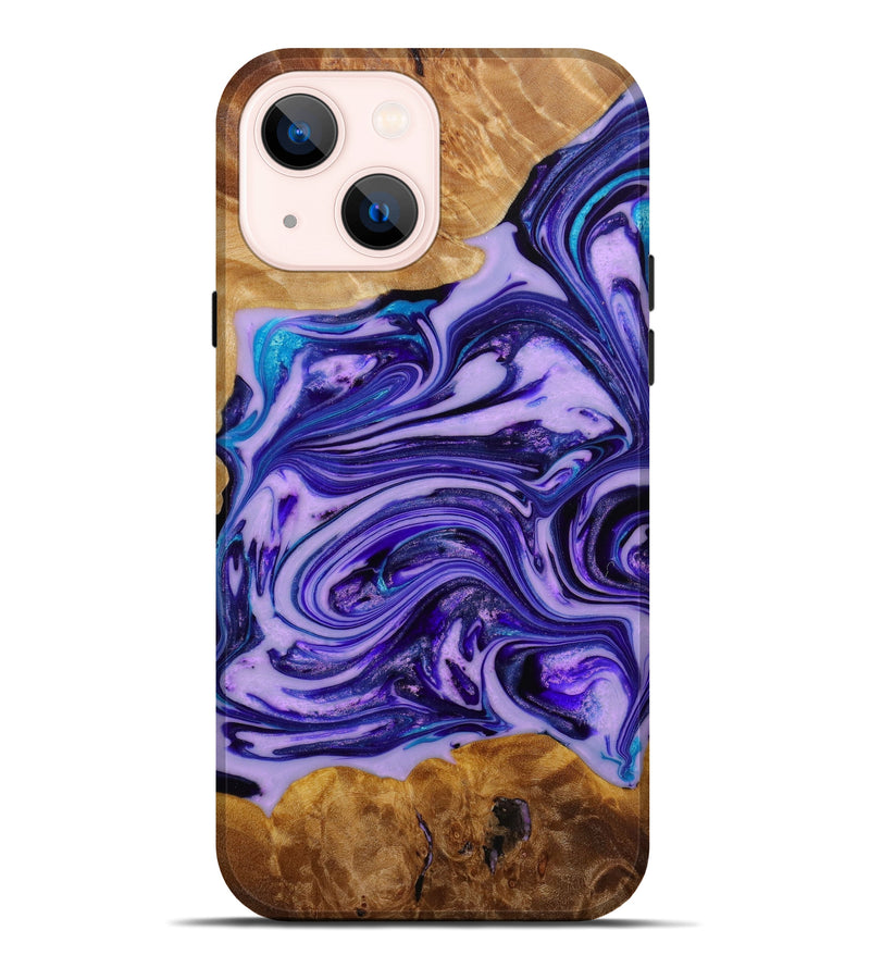 iPhone 14 Plus Wood+Resin Live Edge Phone Case - Glen (Purple, 645546)