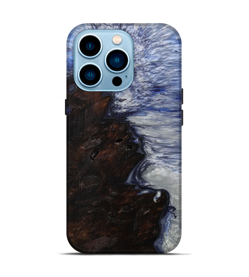 iPhone 14 Pro Wood+Resin Live Edge Phone Case - Latisha (Dark Blue, 593328)