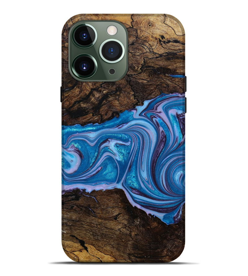 iPhone 13 Pro Max Wood+Resin Live Edge Phone Case - Abraham (Blue, 644800)