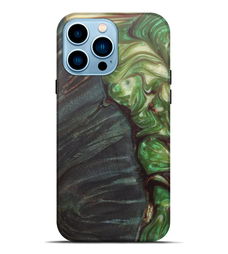 iPhone 14 Pro Max Wood+Resin Live Edge Phone Case - Meade (Dark Green, 600152)