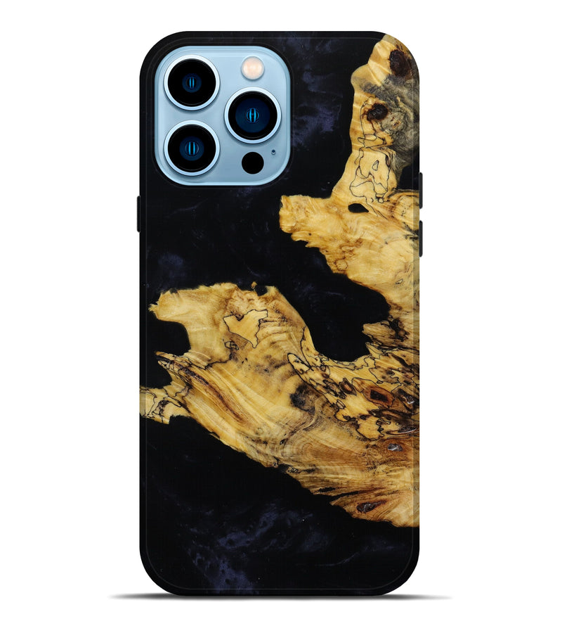 iPhone 14 Pro Max Wood+Resin Live Edge Phone Case - Tate (Black & White, 648339)