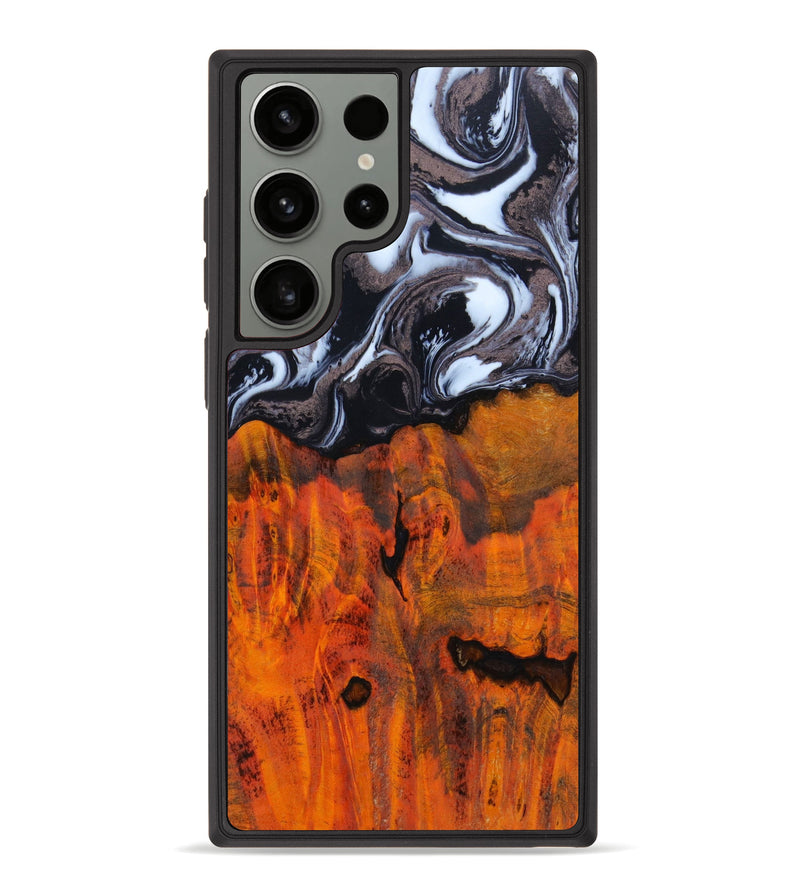 Galaxy S23 Ultra Wood+Resin Phone Case - Dilan (Black & White, 623315)