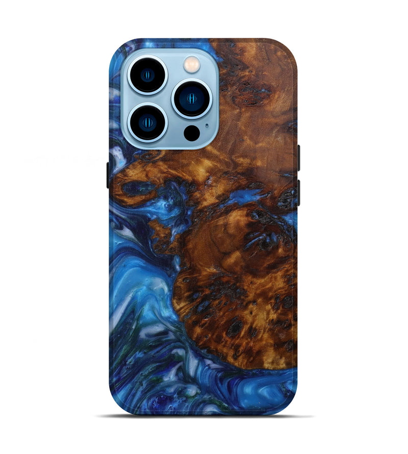 iPhone 14 Pro Wood+Resin Live Edge Phone Case - Delcina (Light Blue, 591770)