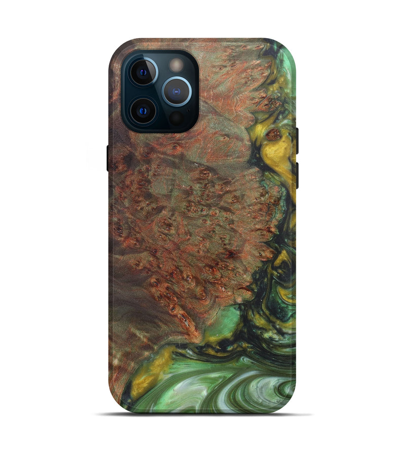 iPhone 12 Pro Wood+Resin Live Edge Phone Case - Dirk (Green, 620727)