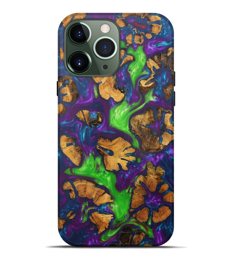 iPhone 13 Pro Max Wood+Resin Live Edge Phone Case - Diann (Light Blue, 601203)