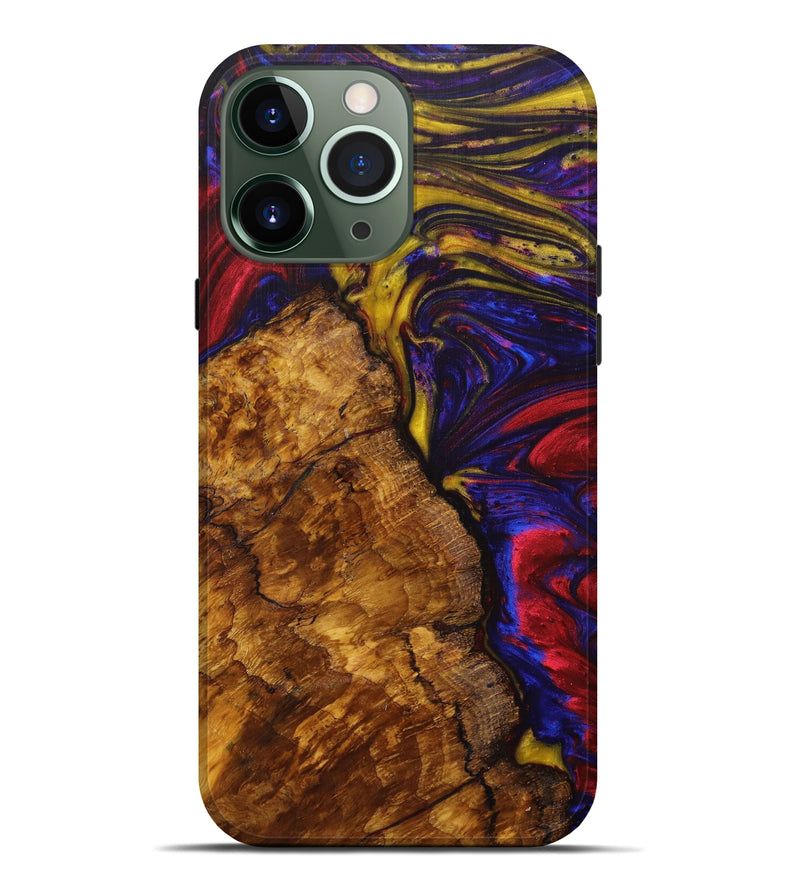 iPhone 13 Pro Max Wood+Resin Live Edge Phone Case - Gage (Red, 625501)