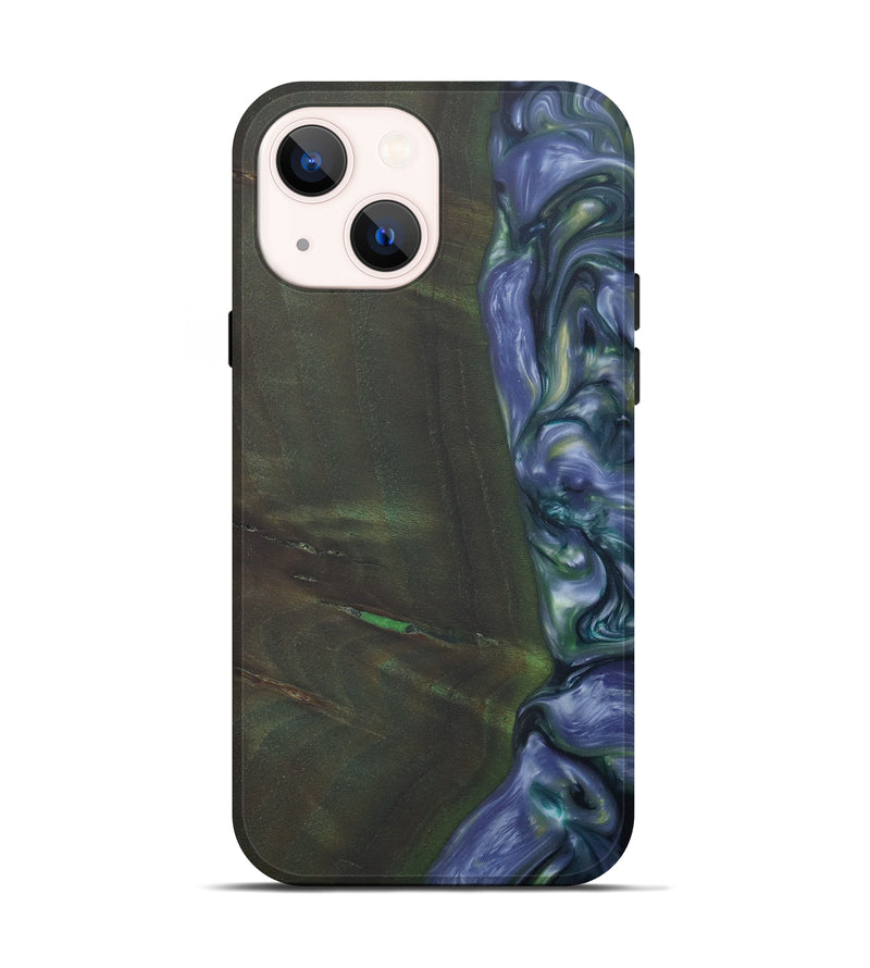 iPhone 13 Wood+Resin Live Edge Phone Case - Lenee (Light Blue, 575515)