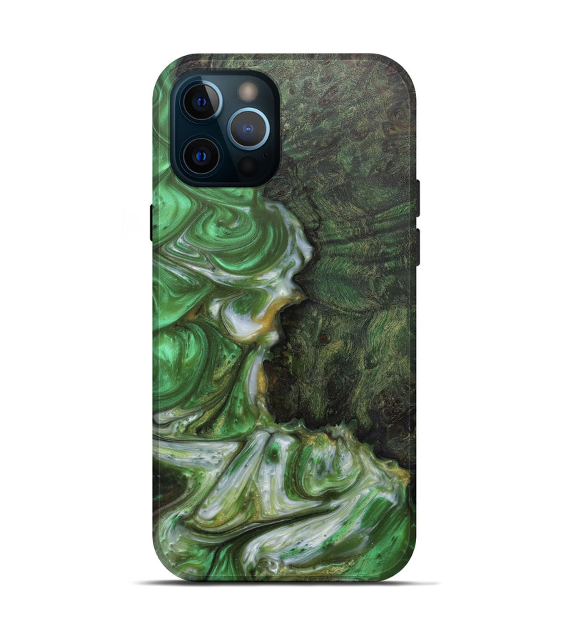 iPhone 12 Pro Wood+Resin Live Edge Phone Case - Roanna (Dark Green, 601204)