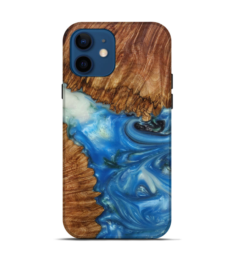 iPhone 12 Wood+Resin Live Edge Phone Case - Rchlab (Light Blue, 595975)