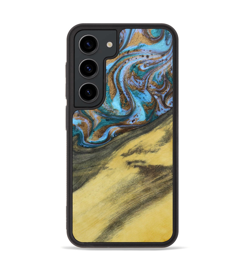 Galaxy S23 Wood+Resin Phone Case - Aimee (Teal & Gold, 641652)