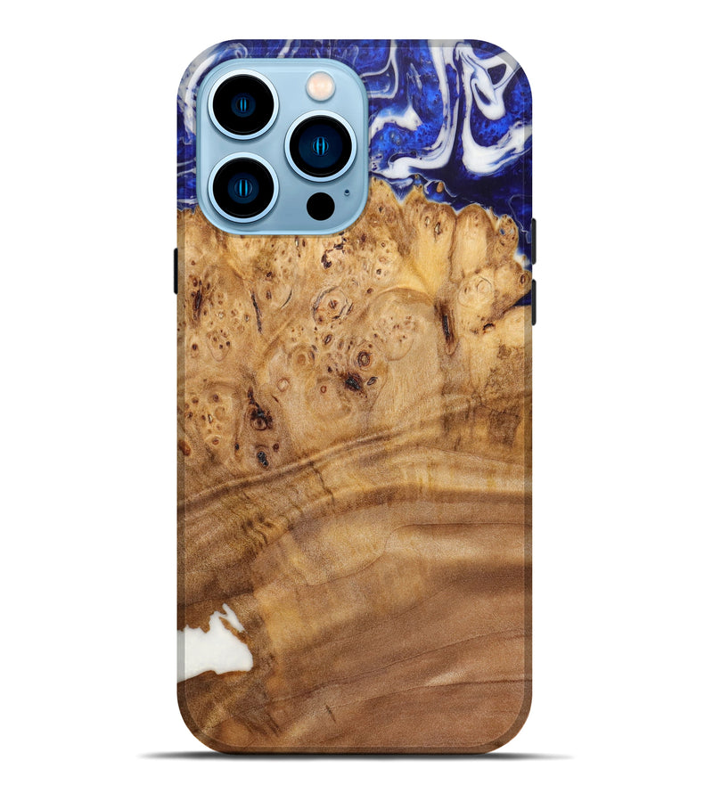 iPhone 14 Pro Max Wood+Resin Live Edge Phone Case - Maximus (Blue, 641219)